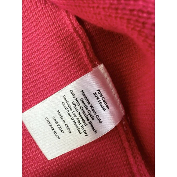 Talbots Pink Notch Collar Open Cardigan Sweater 2X Pockets Classic Long NEW - Picture 10 of 12